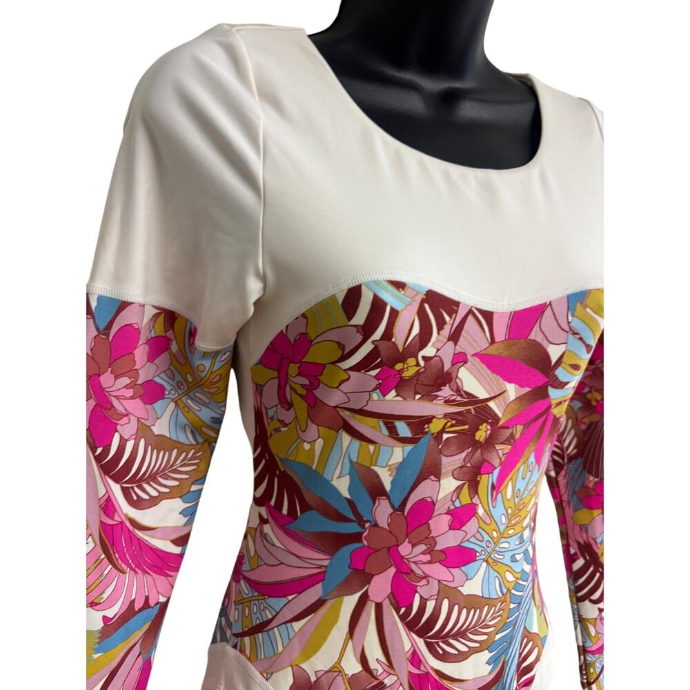Hurley Womens One Piece Swimsuit Medium Floral Long Sleeve Cutout Surf Suit New - Picture 3 of 9